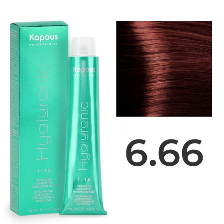 Крем-краска Kapous Hyaluronic Acid 6/66 Тёмный блонд Насыщенный красный 100 мл