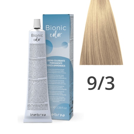 Краска для волос профессиональная без аммиака Inebrya Bionic Color 9/3 Блонд Золотистый 100 мл