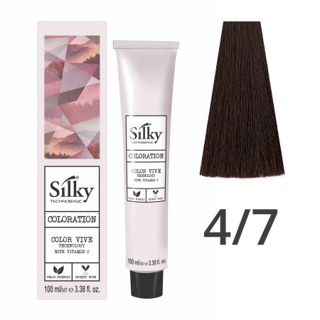 Краска для волос профессиональная Silky Color Vive/Ultralift 4/7 Каштановый Коричневый, 100 мл