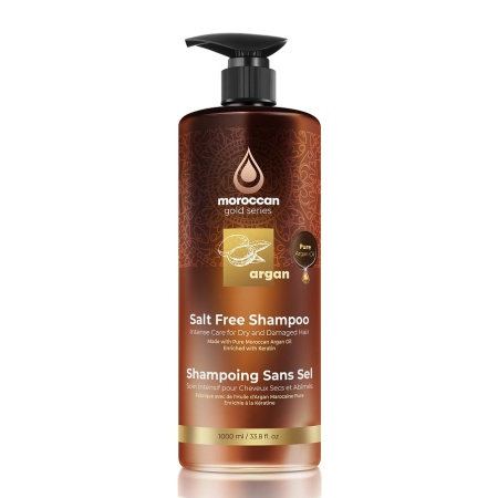 Бессульфатный аргановый шампунь для волос «Интенсивное питание и увлажнение» Argan Salt-Free Shampoo Moroccan Gold Series, 1000 мл