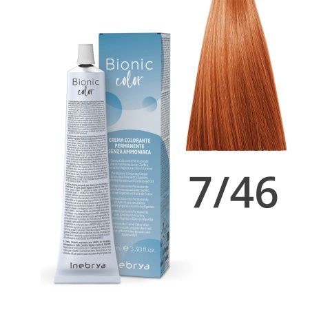 Краска для волос профессиональная без аммиака Inebrya Bionic Color 7/46 Русый Медно-красный 100 мл