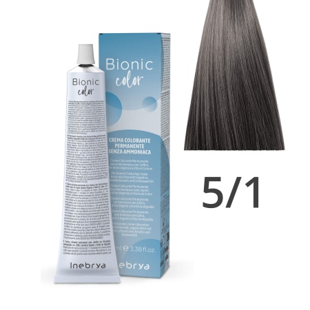 Краска для волос профессиональная без аммиака Inebrya Bionic Color 5/1 Светлый каштановый Пепельный 100 мл