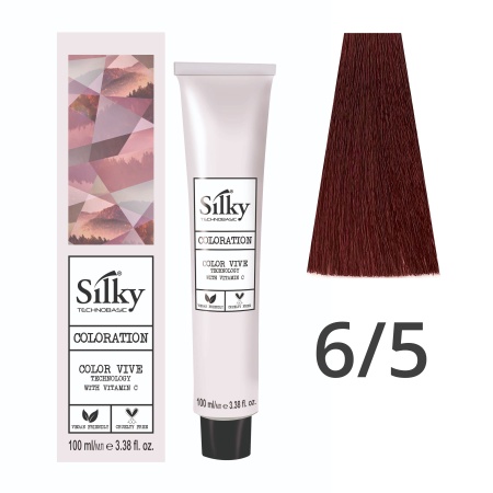 Краска для волос профессиональная Silky Color Vive/Ultralift 6/5 Темный русый Махагоновый, 100 мл