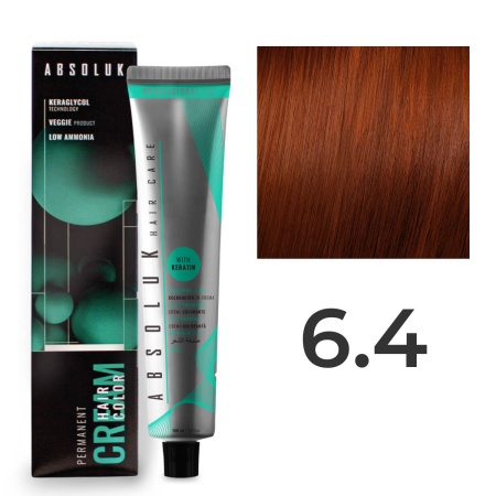 Перманентная крем-краска для волос Absoluk Hair Color Cream 6.4 Темный русый Медный, 100 мл