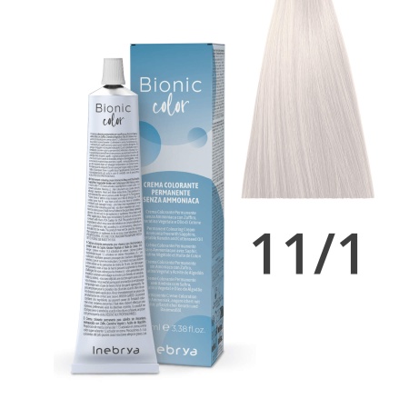 Краска для волос профессиональная без аммиака Inebrya Bionic Color 11/1 Очень светлый блонд Пепельный 100 мл