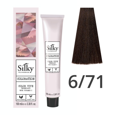 Краска для волос профессиональная Silky Color Vive/Ultralift 6/71 Темный русый Коричневый пепельный, 100 мл