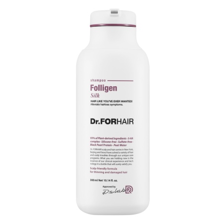 Бессульфатный шампунь для сухих, пористых и поврежденных волос Dr. Forhair Folligen Silk Shampoo, 300 мл