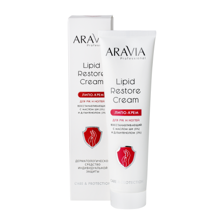 Липо-крем для рук и ногтей восстанавливающий Lipid Restore Cream с маслом ши и Д-пантенолом Aravia Professional 100 мл