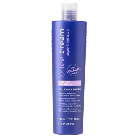 Шампунь с коллагеном, эластином и сапфировой пудрой для молодости волос Hair Lift Shampoo Inebrya R+B+E+C, 300 мл