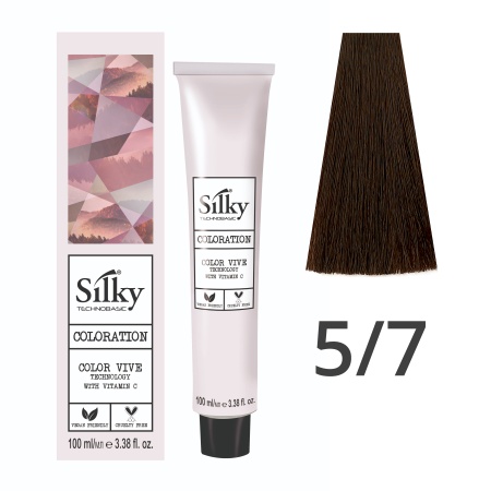 Краска для волос профессиональная Silky Color Vive/Ultralift 5/7 Светлый каштановый Коричневый, 100 мл