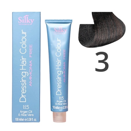 Краска для волос безаммиачная Silky Dressing Haircolor 3 Темный каштановый, 100 мл