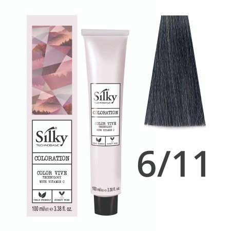 Краска для волос профессиональная Silky Color Vive/Ultralift 6/11 Темный русый Пепельный интенсивный, 100 мл