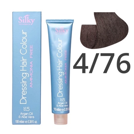 Краска для волос безаммиачная Silky Dressing Haircolor 4.76 Каштановый Золотистый красный, 100 мл
