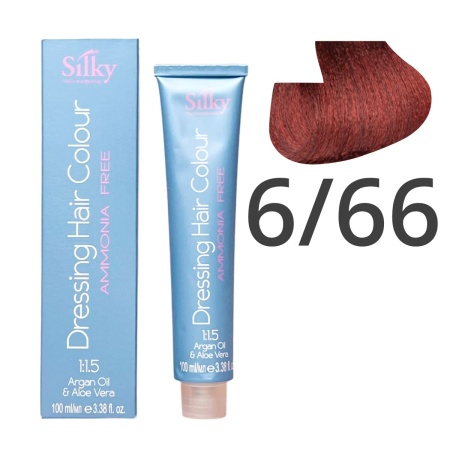 Краска для волос безаммиачная Silky Dressing Haircolor 6.66 Темный русый интенсивный Красный, 100 мл