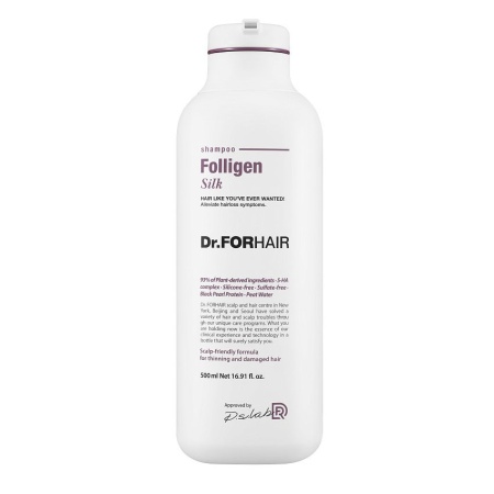Бессульфатный шампунь для сухих, пористых и поврежденных волос Dr. Forhair Folligen Silk Shampoo, 500 мл