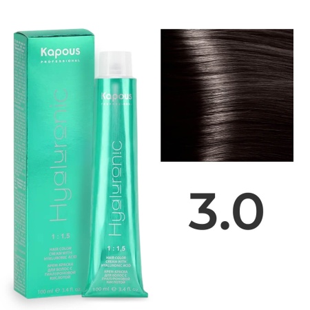 Крем-краска Kapous Hyaluronic Acid 3/0 Тёмный шатен Натуральный 100 мл