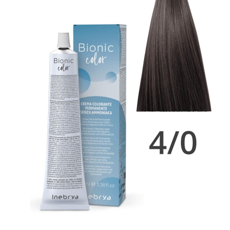 Краска для волос профессиональная без аммиака Inebrya Bionic Color 4/0 Каштановый Натуральный  100 мл