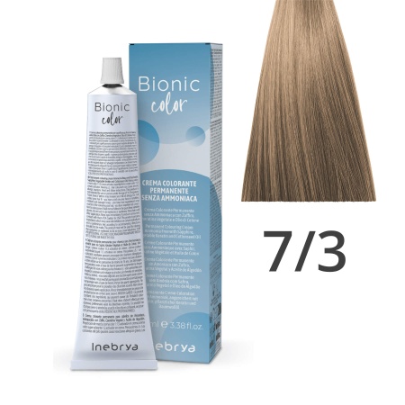 Краска для волос профессиональная без аммиака Inebrya Bionic Color 7/3 Русый Золотистый 100 мл