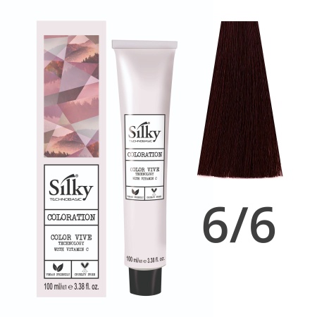 Краска для волос профессиональная Silky Color Vive/Ultralift 6/6 Темный русый Красный, 100 мл