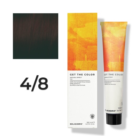 Стойкая краска для волос профессиональная Elgon Get the Color New 4/8 Каштановый Коричневый, 100 мл