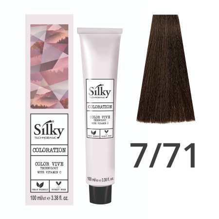 Краска для волос профессиональная Silky Color Vive/Ultralift 7/71 Русый Коричневый пепельный, 100 мл