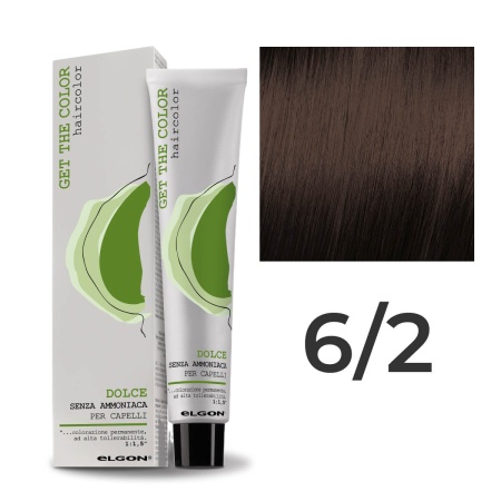 Крем - краска для волос профессиональная Elgon Get the Color Dolce 6/2 Тёмный русый Орехово-бежевый 100 мл