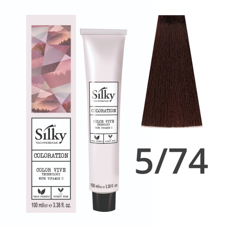 Краска для волос профессиональная Silky Color Vive/Ultralift 5/74 Светлый каштановый Коричневый медный, 100 мл