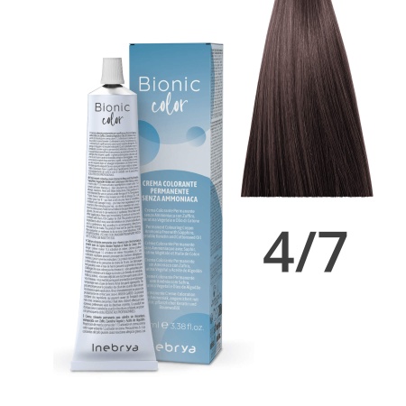 Краска для волос профессиональная без аммиака Inebrya Bionic Color 4/7 Каштановый Шоколадный 100 мл