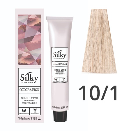 Краска для волос профессиональная Silky Color Vive/Ultralift 10/1 Светлый блонд Пепельный, 100 мл