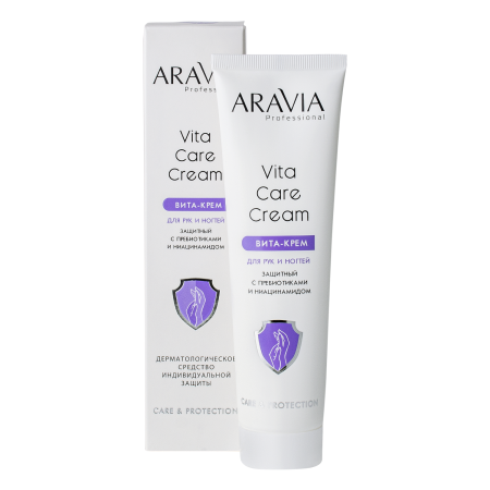 Вита-крем для рук и ногтей защитный Vita Care Cream с пребиотиками и ниацинамидом Aravia Professional 100 мл