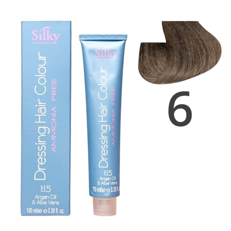 Краска для волос безаммиачная Silky Dressing Haircolor 6 Темный русый, 100 мл