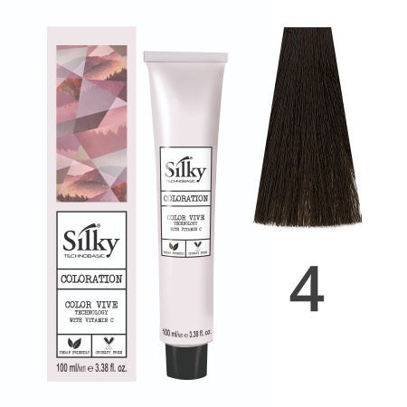 Краска для волос профессиональная Silky Color Vive/Ultralift 4 Каштановый, 100 мл