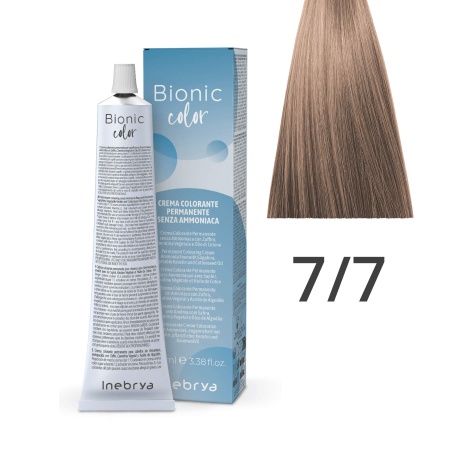 Краска для волос профессиональная без аммиака Inebrya Bionic Color 7/7 Русый Коричневый 100 мл