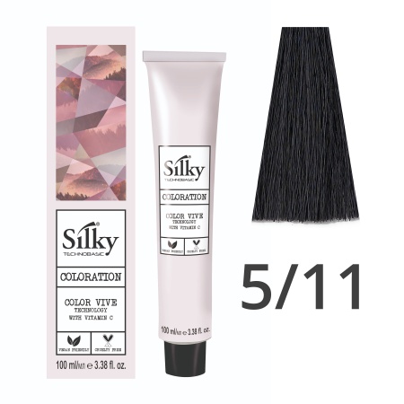 Краска для волос профессиональная Silky Color Vive/Ultralift 5/11 Светлый каштановый Пепельный интенсивный, 100 мл