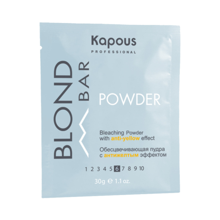 Пудра обесцвечивающая Kapous Professional с антижелтым эффектом Blond Bar, 30 г