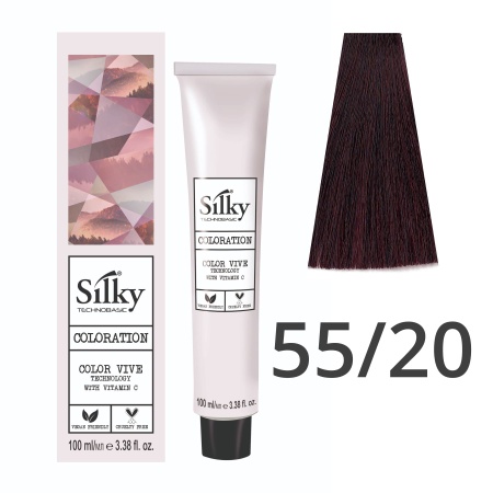 Краска для волос профессиональная Silky Color Vive/Ultralift 55/20 Светлый каштановый Фиолетовый, 100 мл
