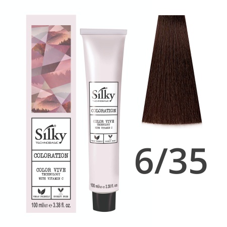 Краска для волос профессиональная Silky Color Vive/Ultralift 6/35 Темный русый Кофейный, 100 мл