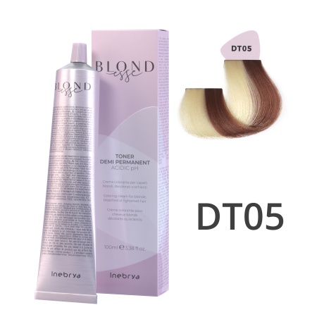 Краска тонер для волос профессиональная Inebrya Blondesse Toner Demi Permanent DT05 Жемчужный золотисто-медный 100 мл