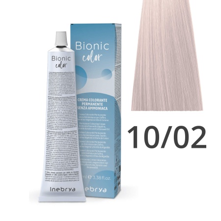 Краска для волос профессиональная без аммиака Inebrya Bionic Color 10/02 Светлый блонд Натуральный перламутровый 100 мл