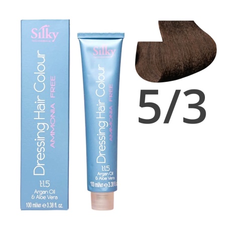 Краска для волос безаммиачная Silky Dressing Haircolor 5.3 Светлый каштановый Золотистый, 100 мл