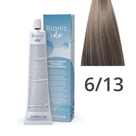 Краска для волос профессиональная без аммиака Inebrya Bionic Color 6/13 Тёмный русый Пепельно-золотистый 100 мл