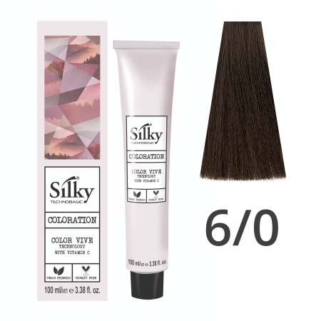 Краска для волос профессиональная Silky Color Vive/Ultralift 6/0 Темный русый Натуральный интенсивный, 100 мл