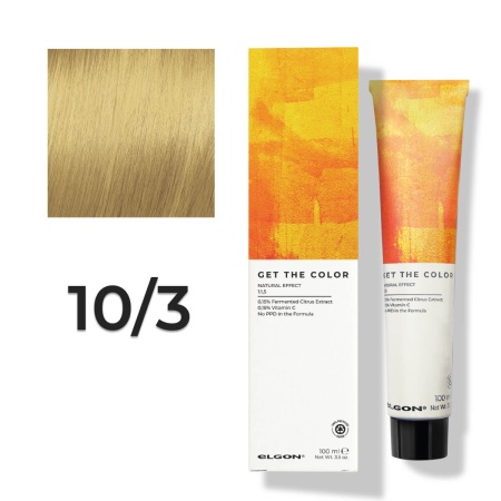 Стойкая краска для волос профессиональная Elgon Get the Color New 10/3 Светлый блонд Золотистый, 100 мл