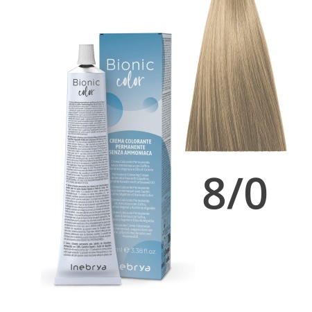 Краска для волос профессиональная без аммиака Inebrya Bionic Color 8/0 Светлый русый Натуральный 100 мл