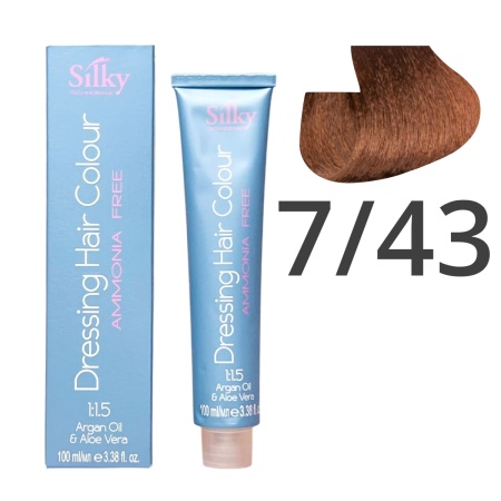Краска для волос безаммиачная Silky Dressing Haircolor 7.43 Русый Медный золотистый, 100 мл