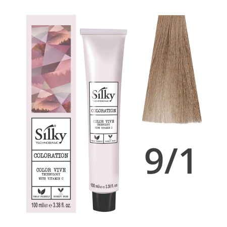 Краска для волос профессиональная Silky Color Vive/Ultralift 9/1 Блонд Пепельный, 100 мл