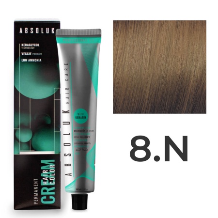 Перманентная крем-краска для волос Absoluk Hair Color Cream 8.N Светлый русый Натуральный, 100 мл