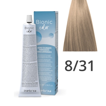 Краска для волос профессиональная без аммиака Inebrya Bionic Color 8/31 Светлый русый Светло-песочный 100 мл