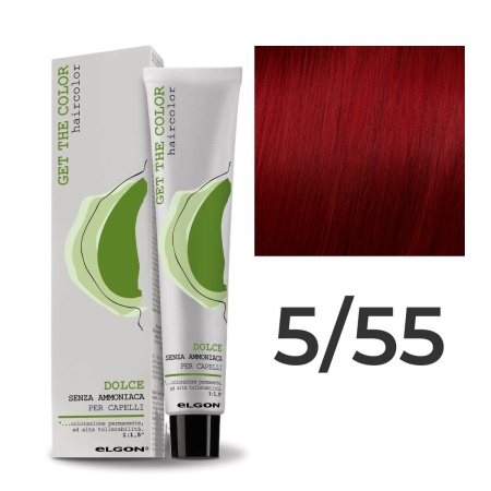 Крем - краска для волос профессиональная Elgon Get the Color Dolce 5/55 Светлый каштановый Насыщенный красный 100 мл