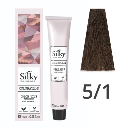 Краска для волос профессиональная Silky Color Vive/Ultralift 5/1 Светлый каштановый Пепельный, 100 мл